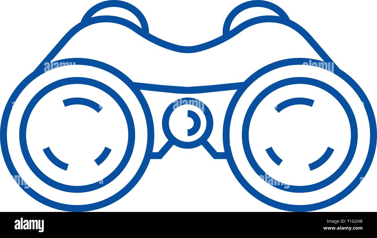 Binoculars,periscope,vision line icon concept. Binoculars,periscope,vision flat  vector symbol, sign, outline illustration. Stock Vector