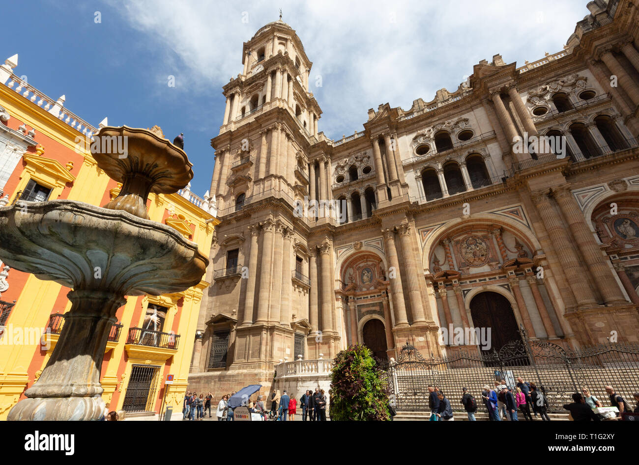 Malaga Cathedral and the Bishops Palace, Plaza del Obispo, Malaga old town, Malaga, Andalusia, Spain Stock Photo