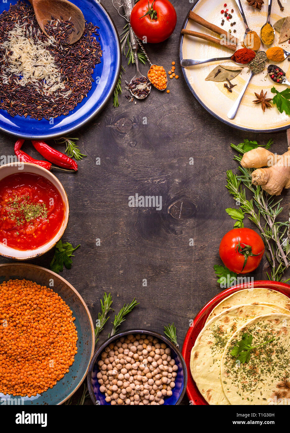 Ingredients for indian or eastern cuisine Stock Photo Alamy
