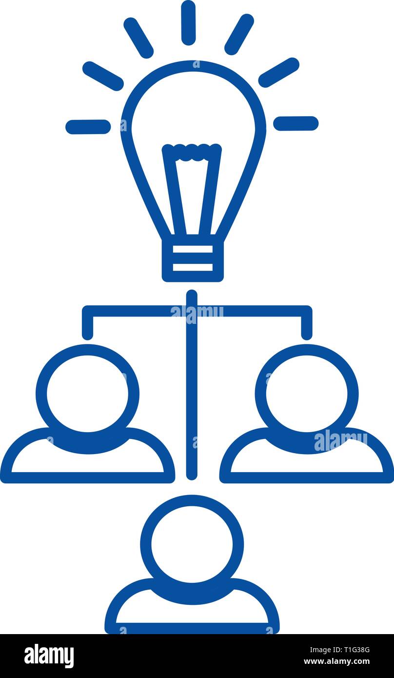 Brainstorm, idea line icon concept. Brainstorm, idea flat vector symbol ...