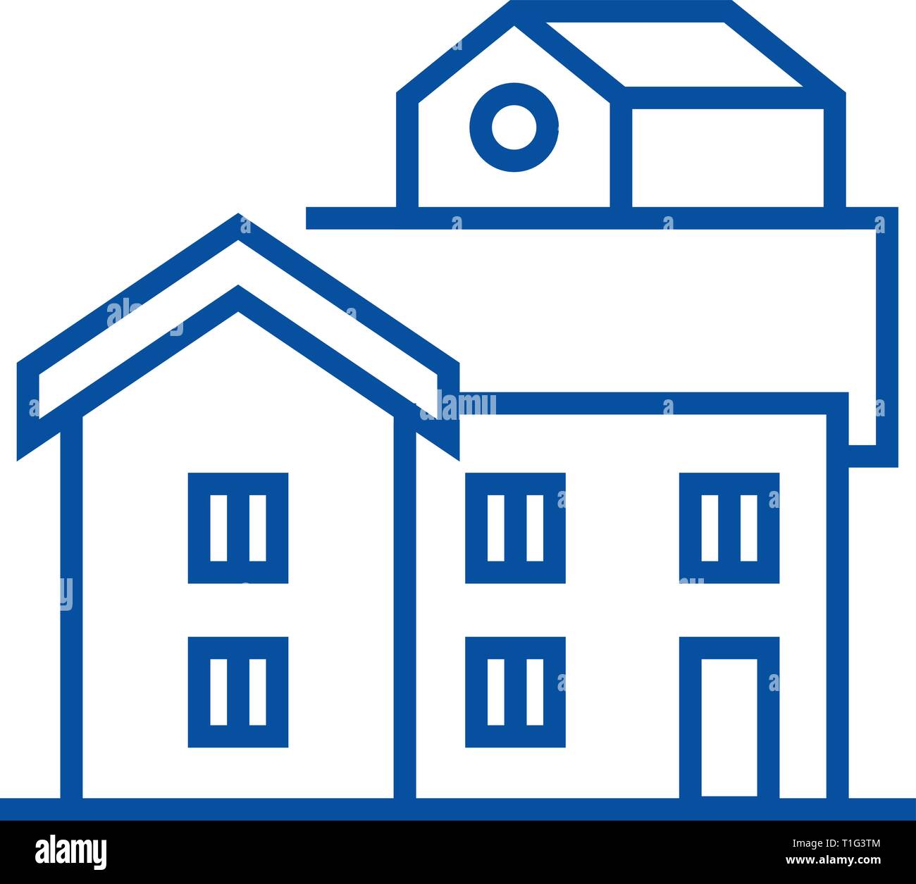 Bungalow line icon concept. Bungalow flat vector symbol, sign, outline ...