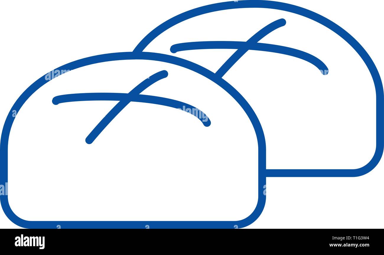 Buns, roll, baked bread line icon concept. Buns, roll, baked bread flat