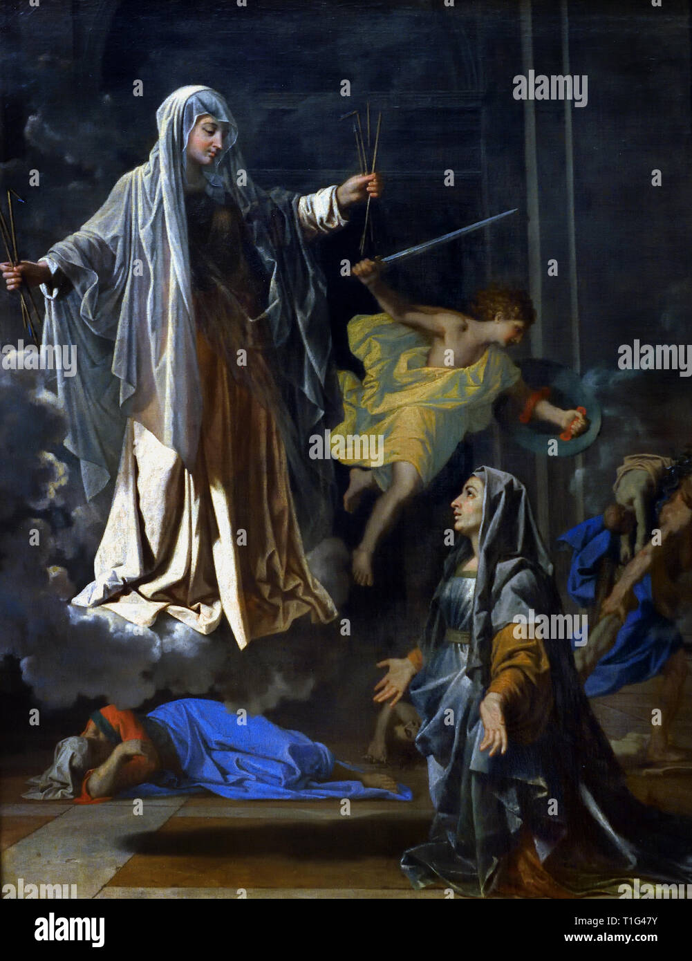 Saint Frances of Rome ( 1657) Nicolas Poussin 1594-1665 France French ( Frances of Rome, was a common wife, mother, mystic, organizer of charitable services. without religious vows.) Stock Photo