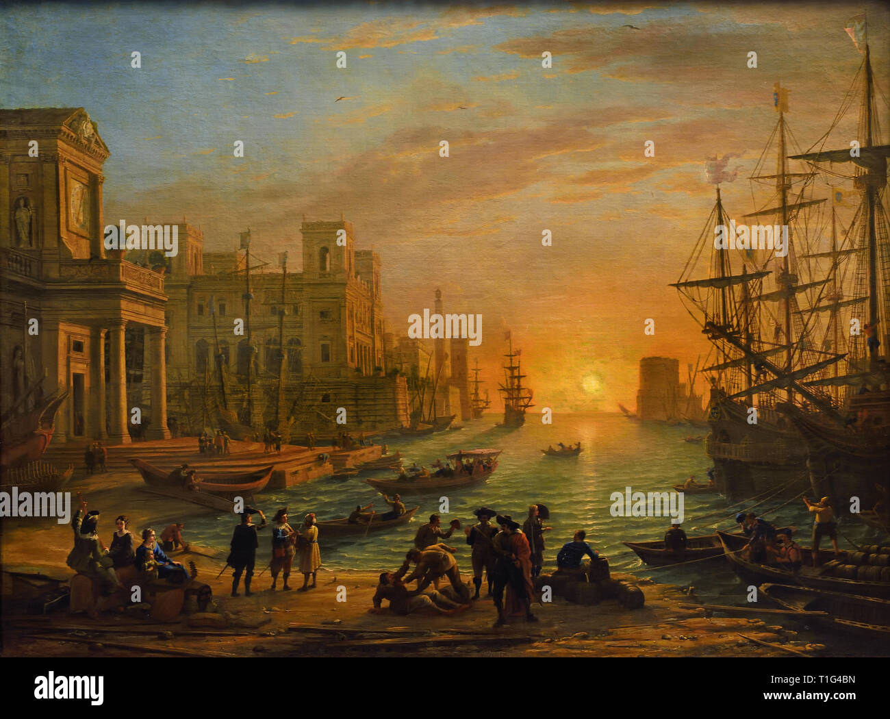 Seaport at Sunset 1639 Claude GELLÉE, or Claude LORRAIN 1602 – 1682,  France, French Stock Photo - Alamy