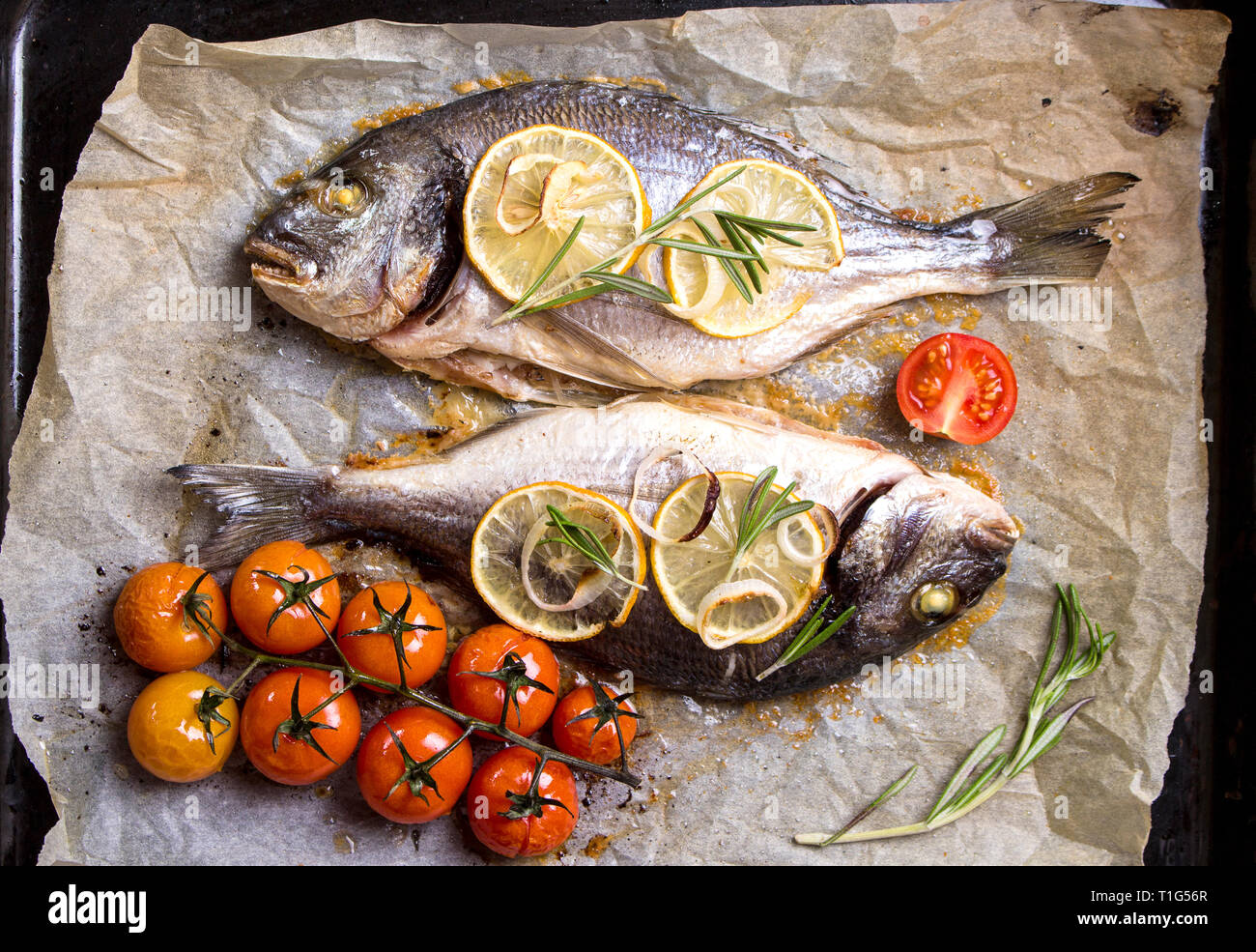 Close up baked dorado hi-res stock photography and images - Alamy