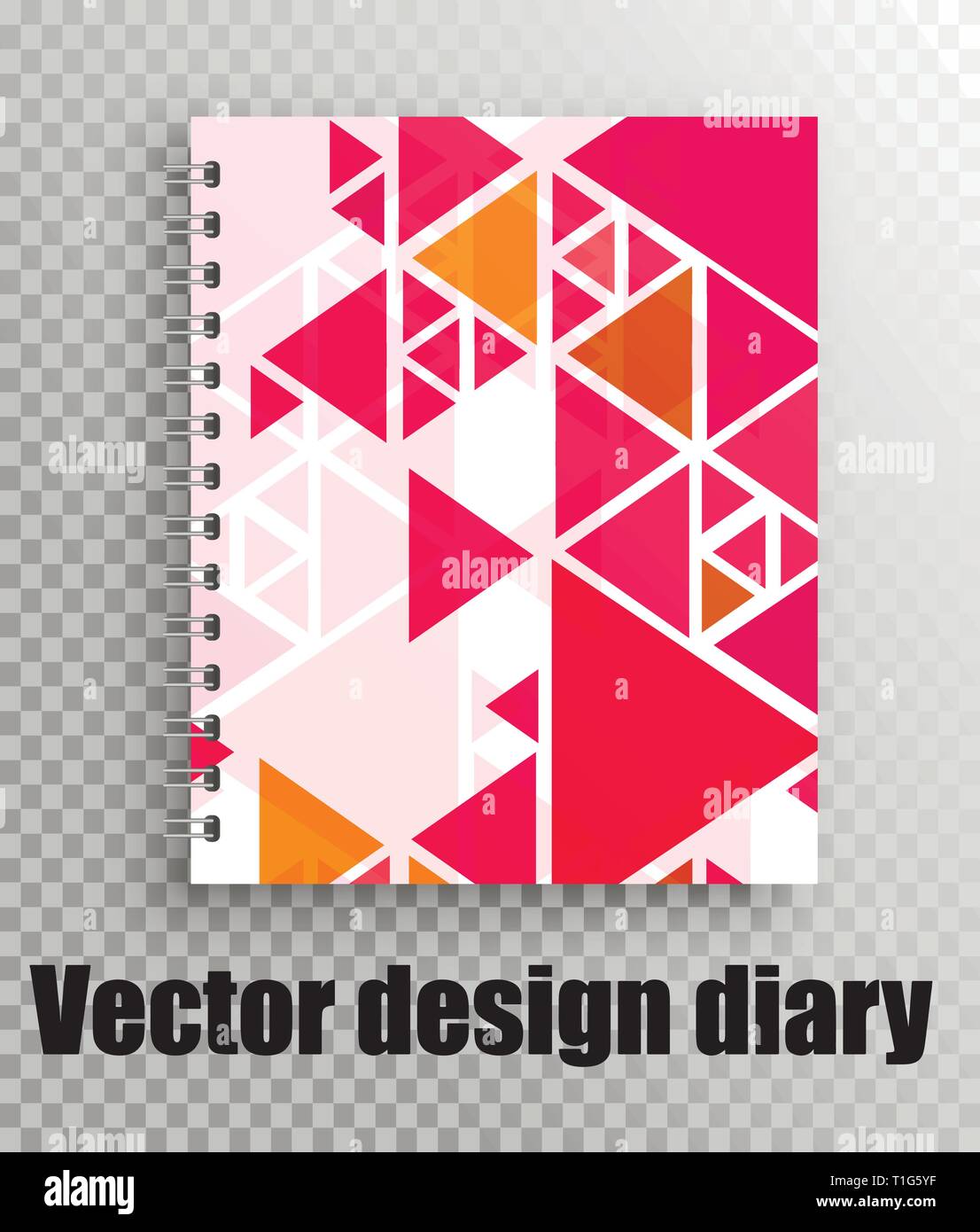 Vector notepad cover layout pink triangles pattern Stock Vector Image