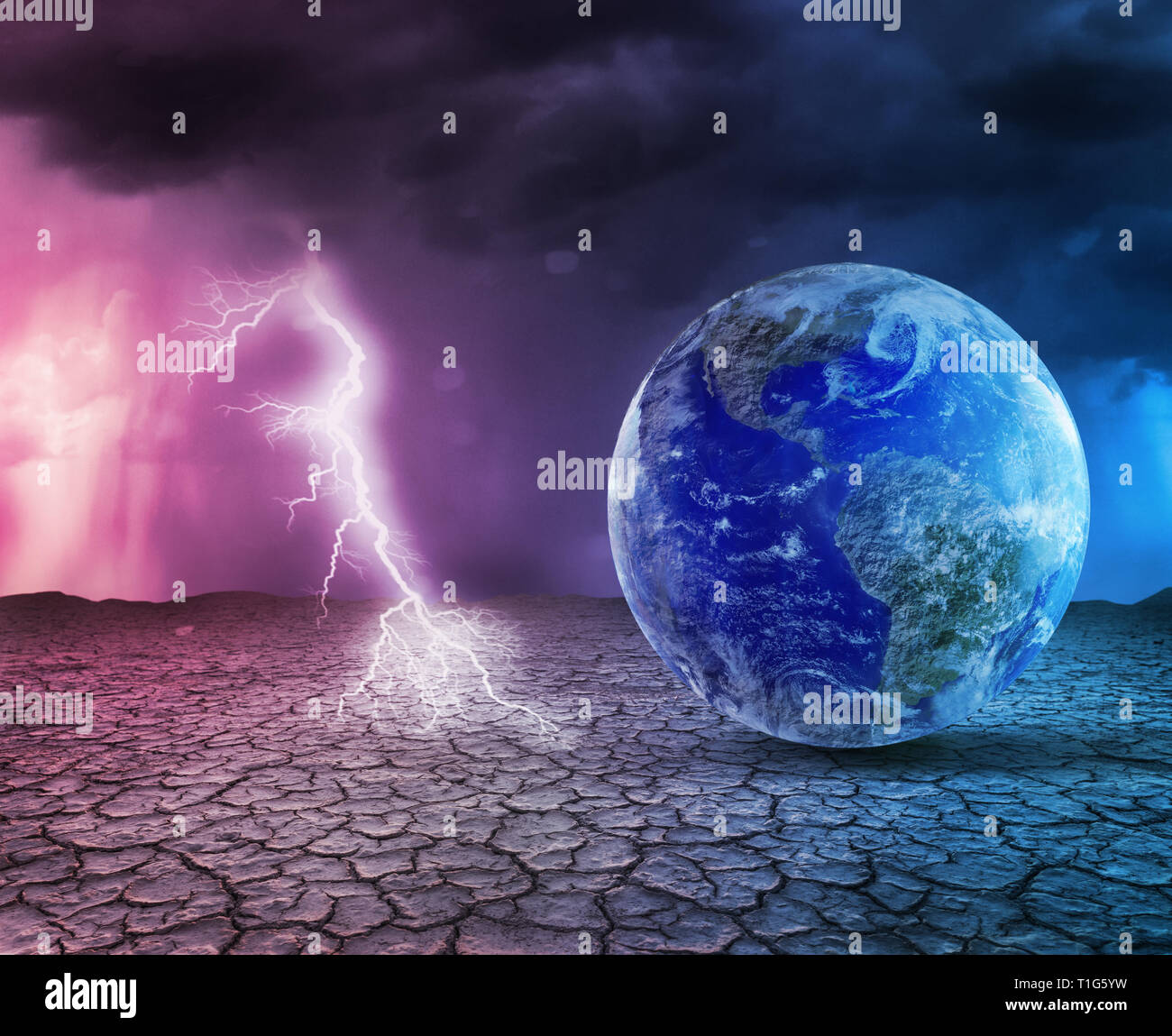 Global warming and apocalypse concept 3D illustration.  Elements of this image furnished by NASA. Stock Photo