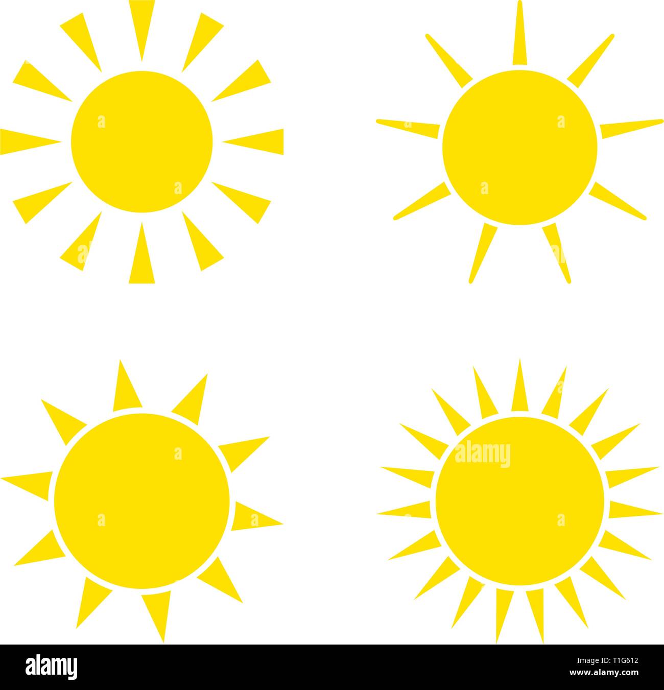 Sun icons set on a white background a vector illustration Stock Vector ...
