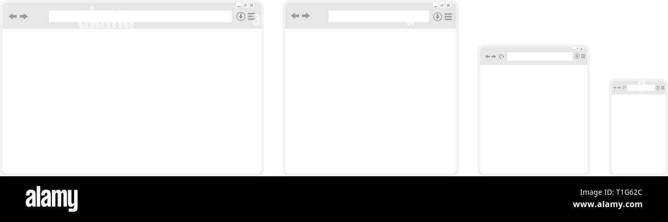 Web browser set on a white background Stock Vector