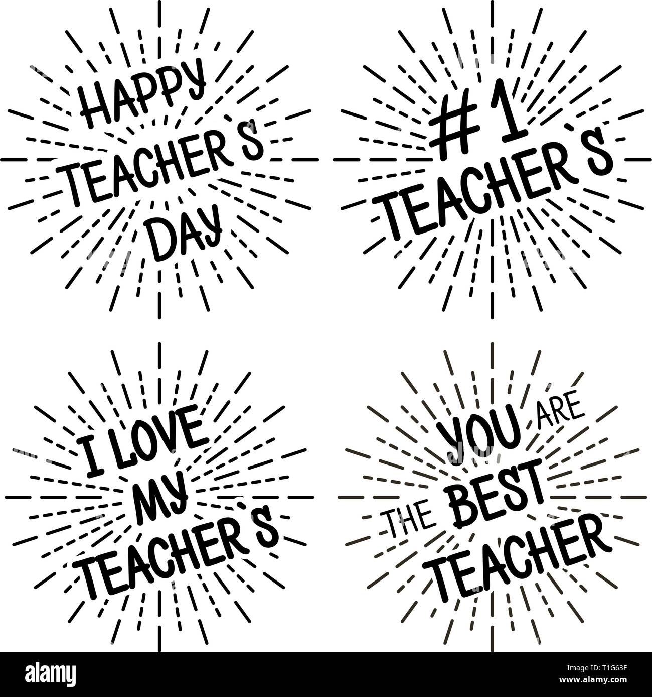 Happy Teacher's Day different variants of the inscription Stock Vector