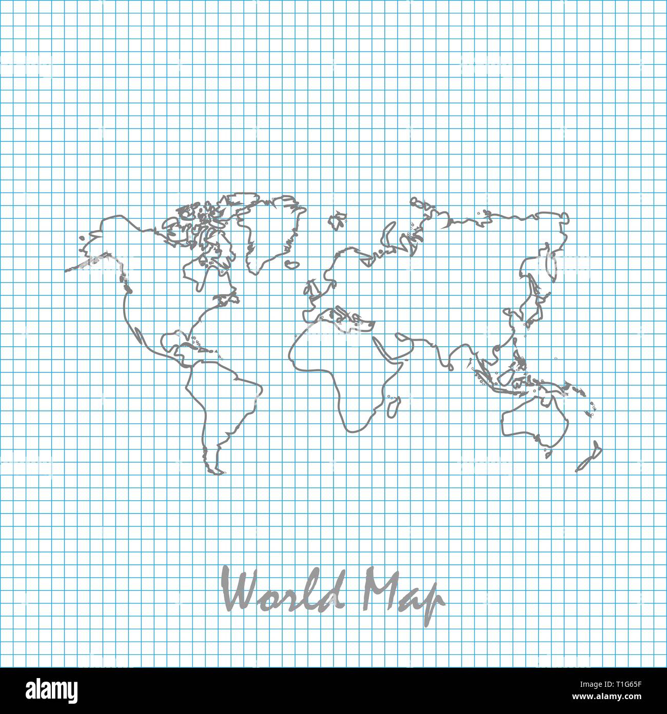 World map hand drawing, line sketch. a Vector illustration Stock Vector ...