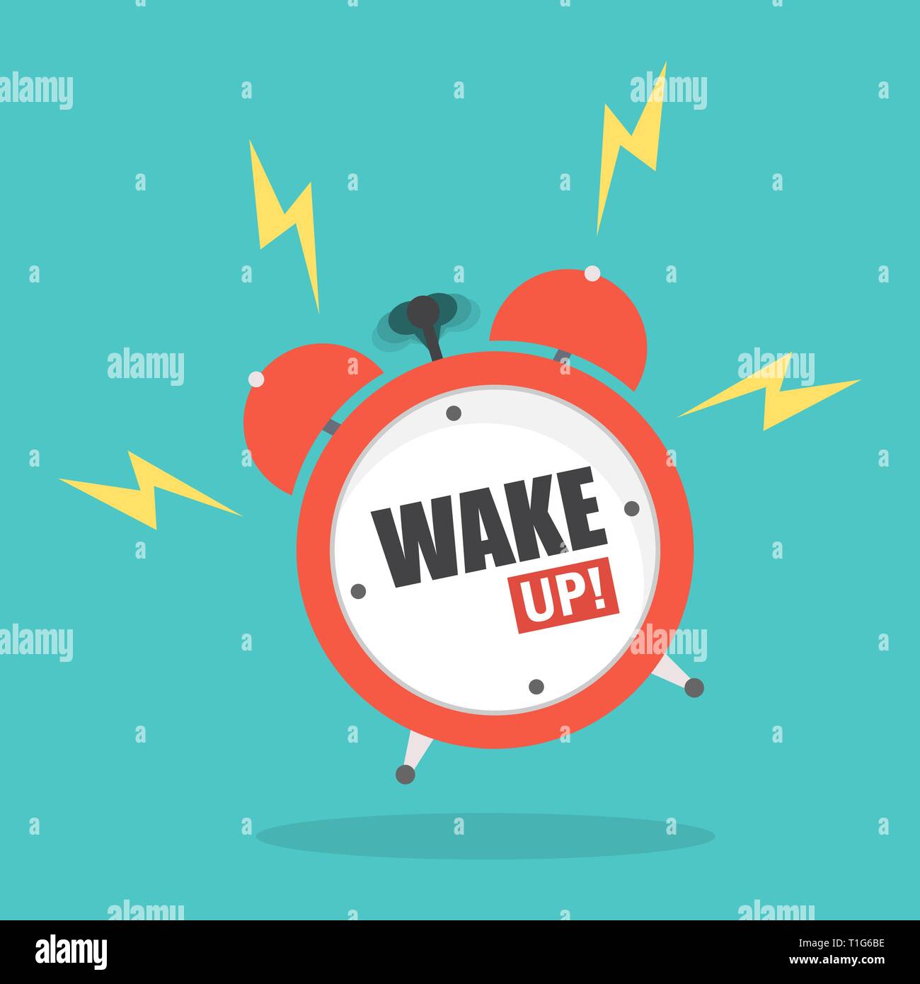 Alarm Clock With Word Wake Up And Flat Style Stock Vector Image Art Alamy