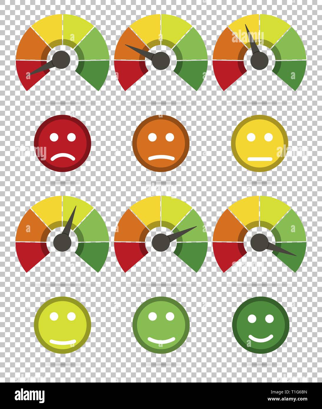 Scale from red to green with arrow and scale of emotions, isolated ...