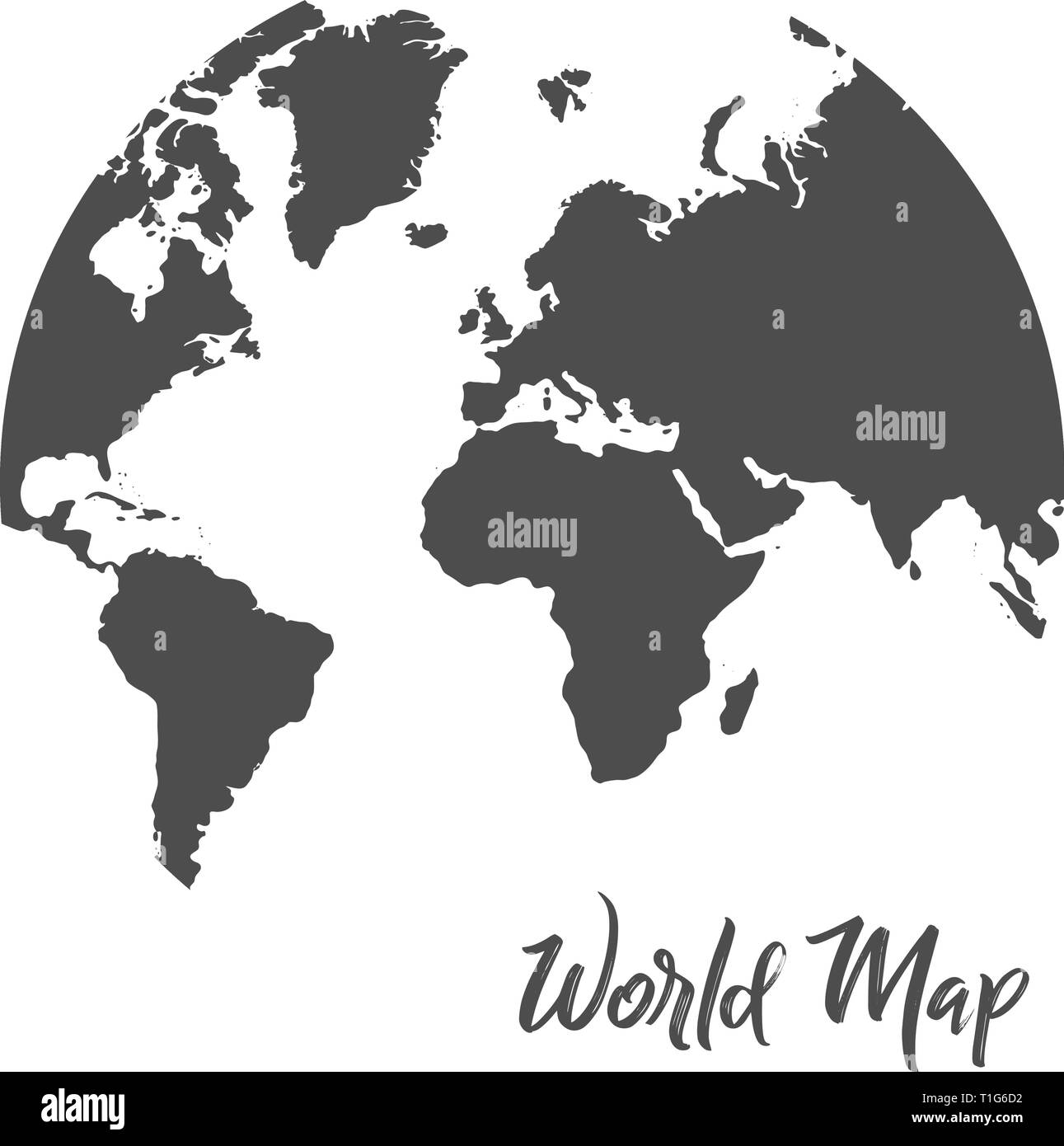 Grey World Map On White Background Flat Design Stock Vector Image