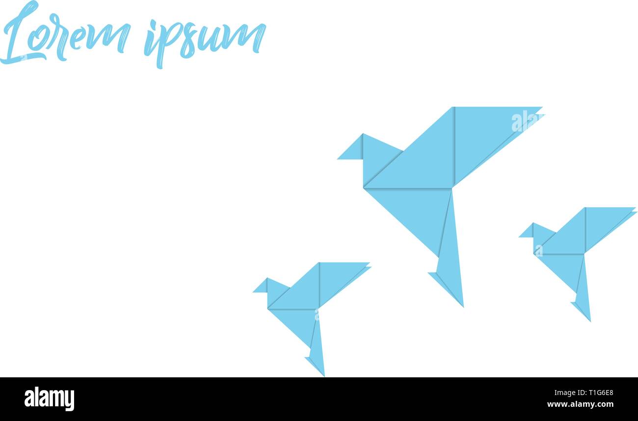 Origami with bird blue colored on white background Stock Vector Image ...