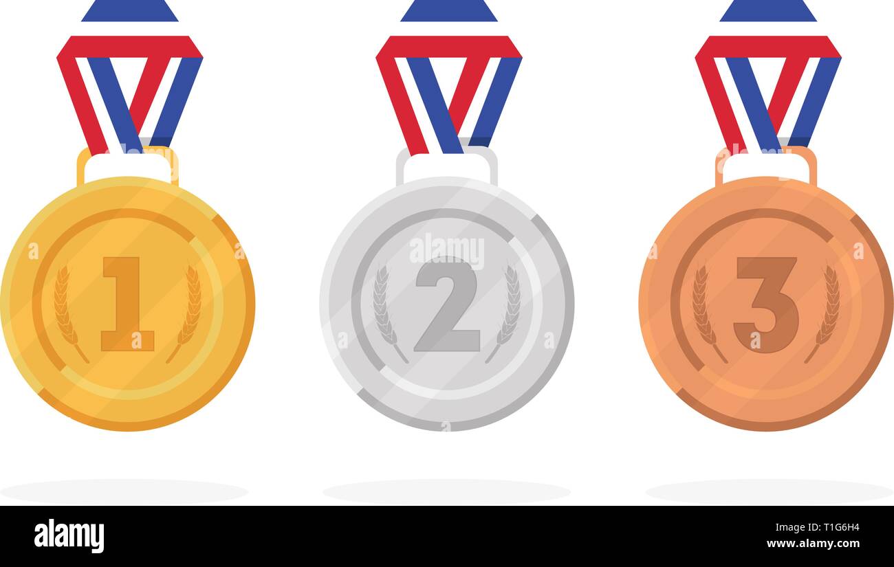 Set of winner medals gold, bronze and silver. Vector illustration Stock ...