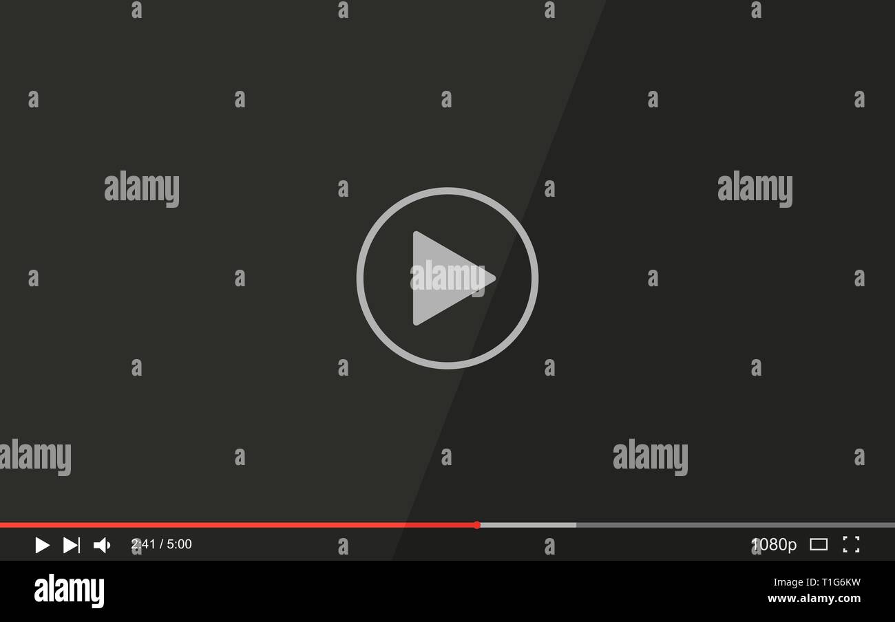Full screen Video player with button play, vector illustration Stock ...