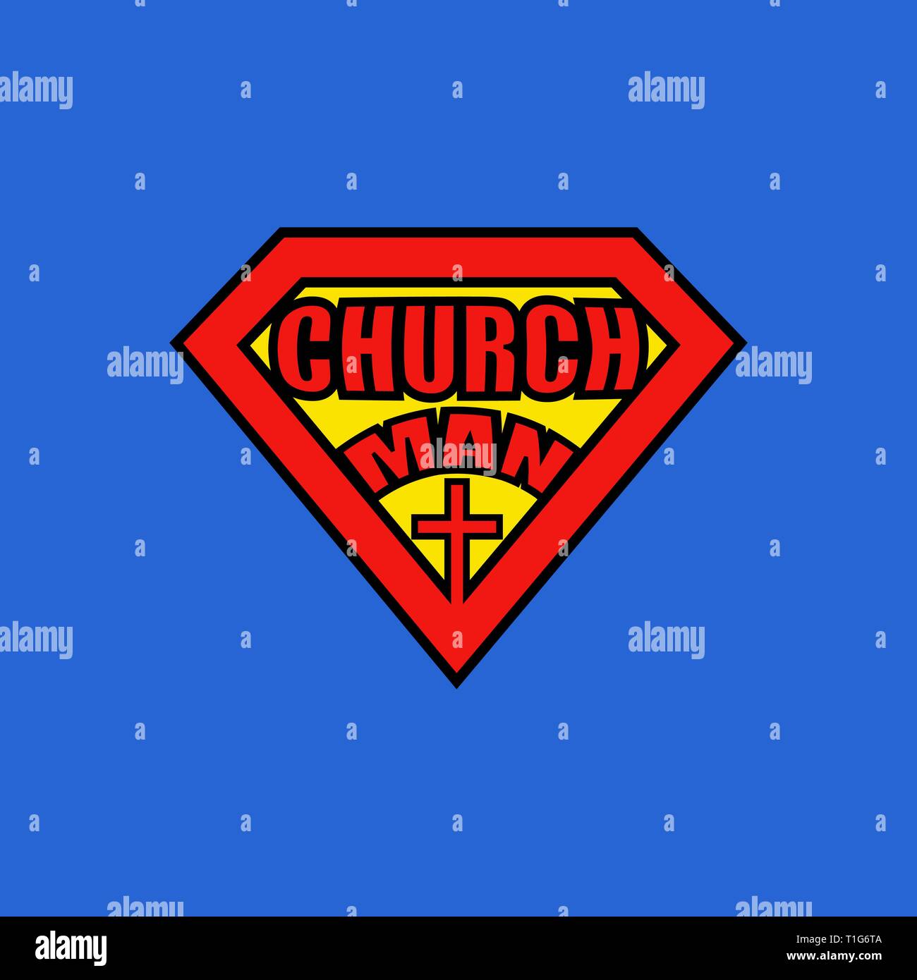 Church man on blue background and vector illustration Stock Vector