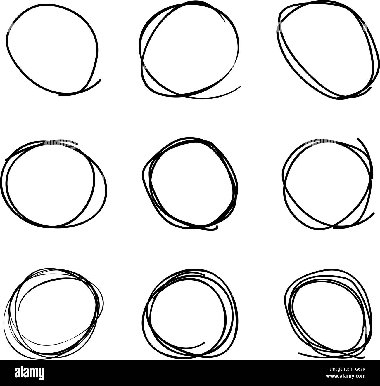 Scribble circles set, on a white background, vector Stock Vector Image ...