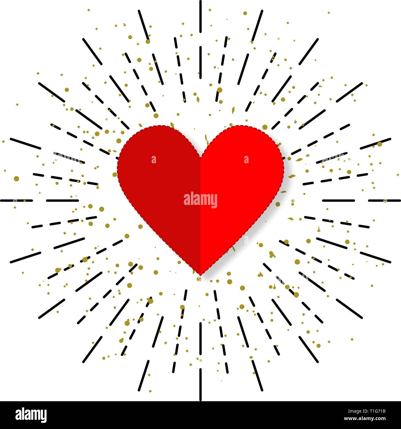 Heart icon in flat design with burst, vector illustration Stock Vector ...