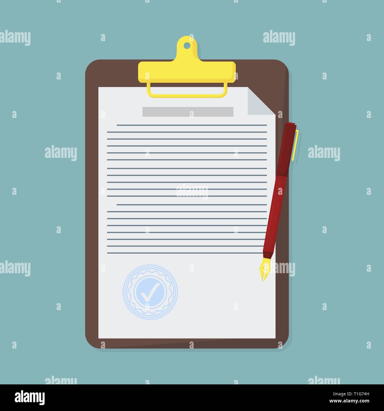 Contract in flat style, business concept, vector illustration Stock Vector
