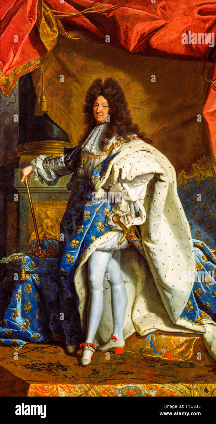 Louis XIV of France (1638-1715), coronation portrait painting, after Hyacinthe Rigaud, 18th century Stock Photo