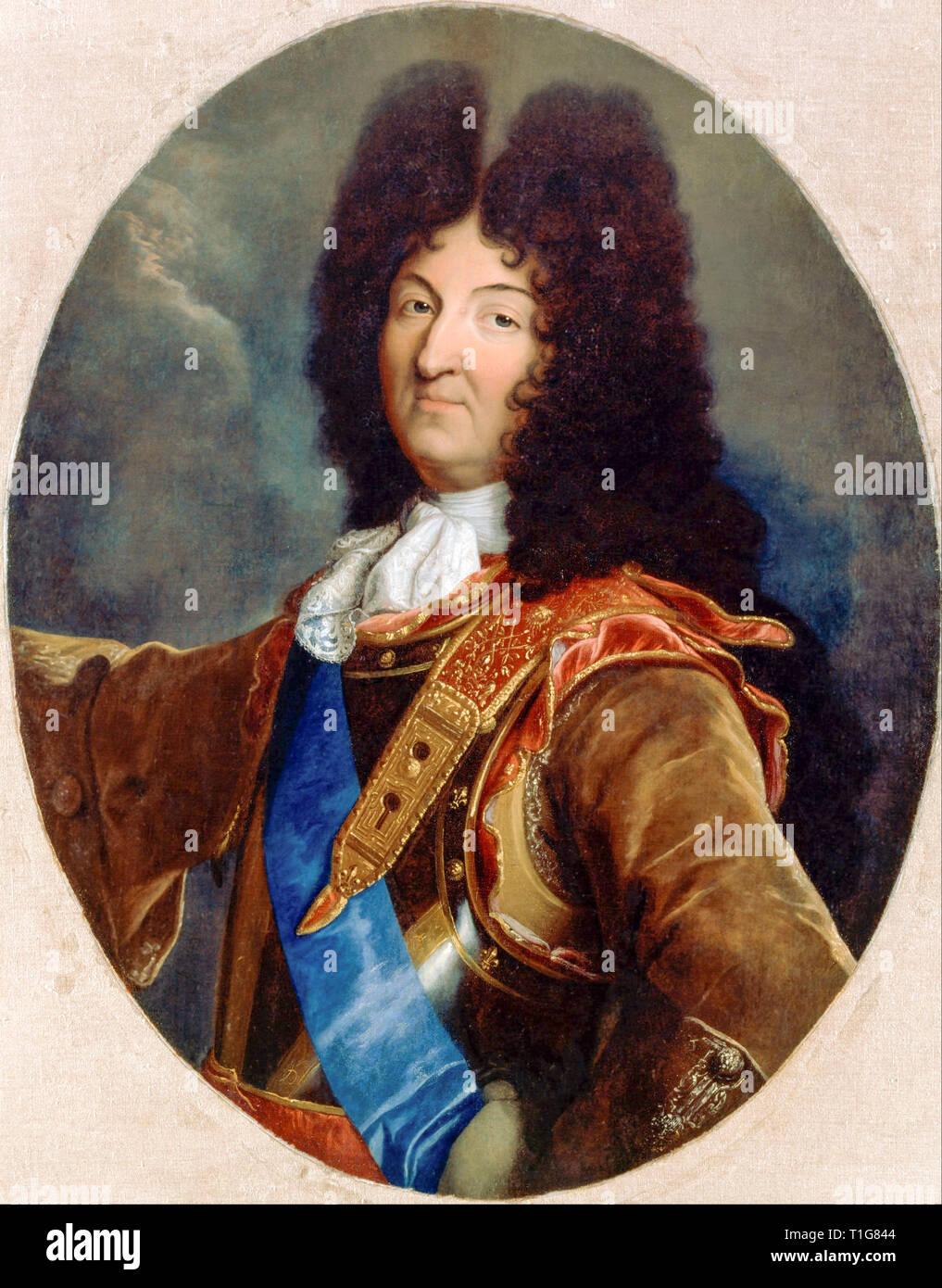 Louis XIV (1638-1715), portrait painting after Hyancinthe Rigaud, 18th century Stock Photo