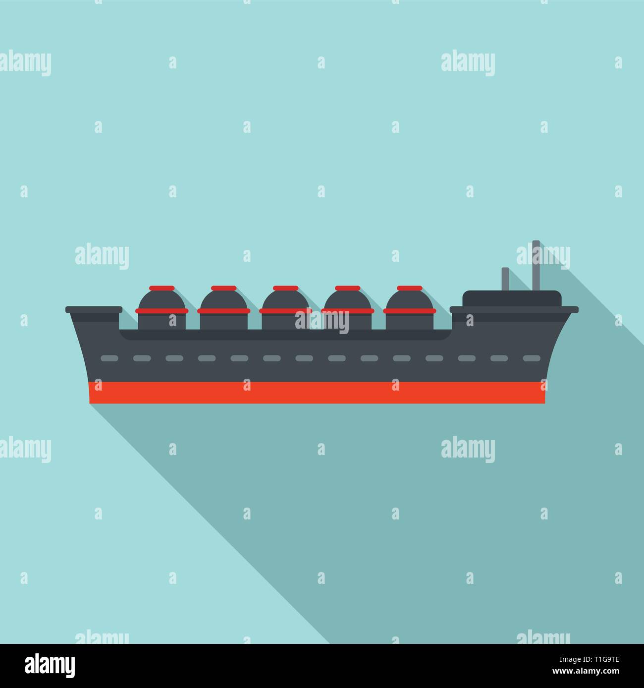 Oil tanker ship icon. Flat illustration of oil tanker ship vector icon for web design Stock Vector