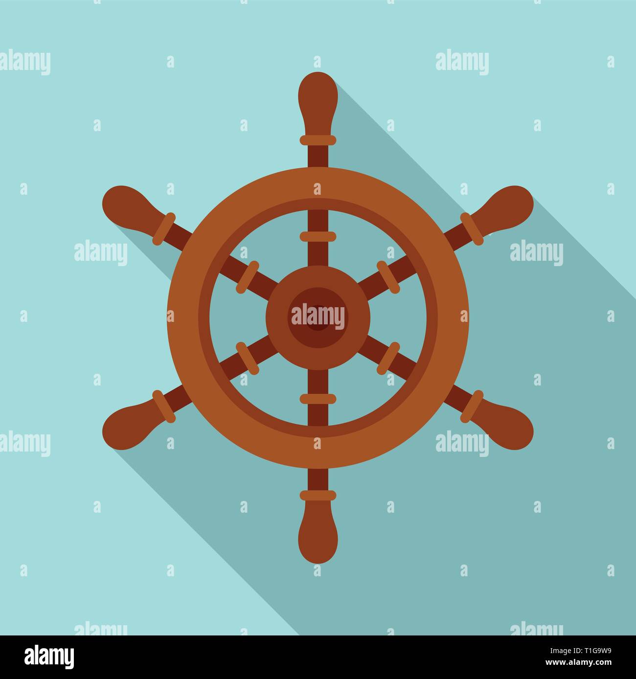 Ship steering wheel icon. Flat illustration of ship steering wheel