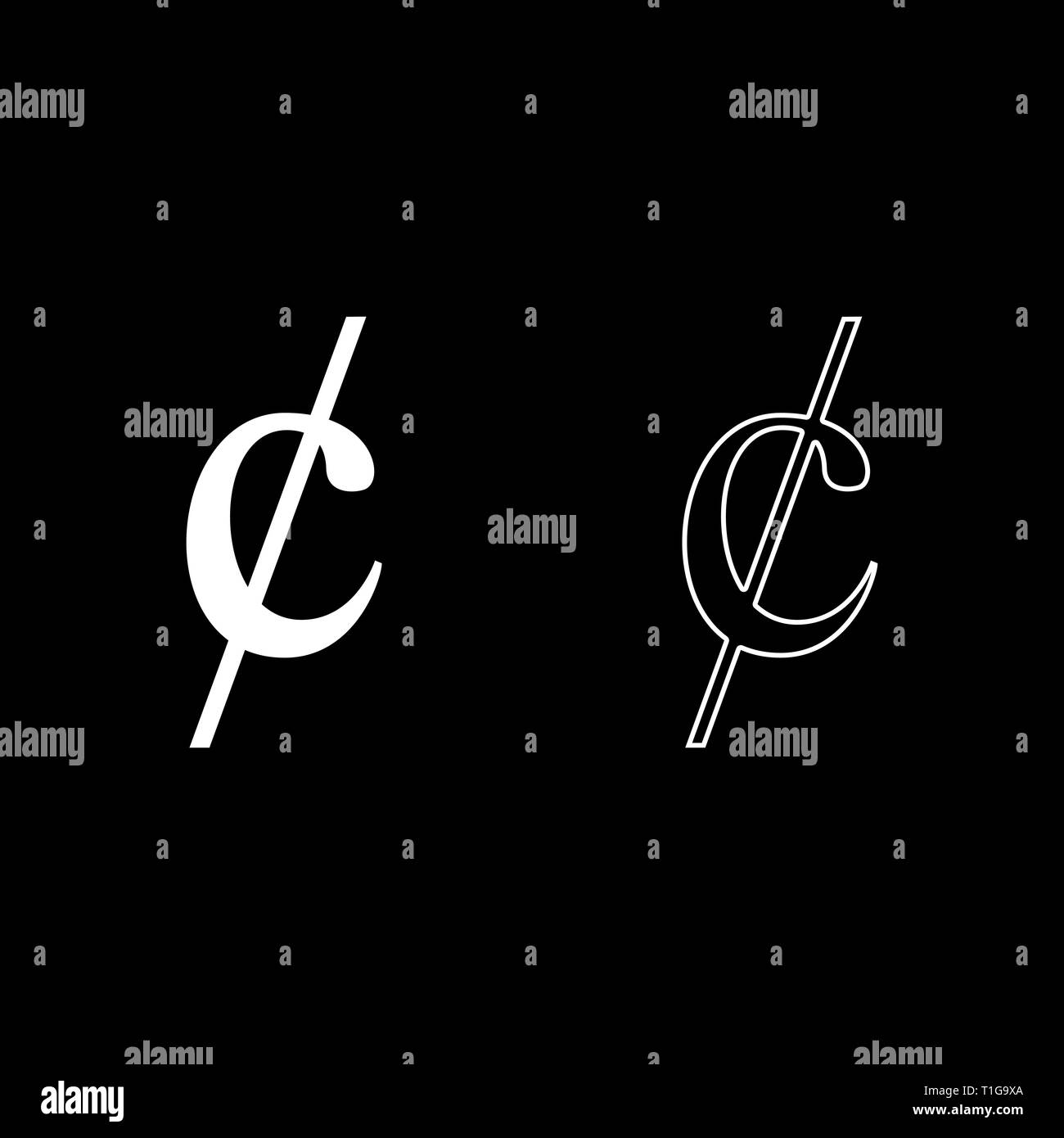 Cent symbol sign dollor money icon set white color vector illustration