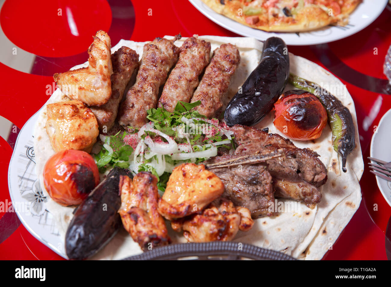 Lullaby in Sheet, Strawberry, Chicken Kebab, Eggplant, Tomato Kebab