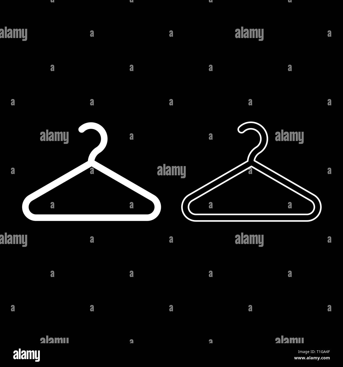 Hanger Clothes hanger icon set white color vector illustration flat style simple image Stock Vector