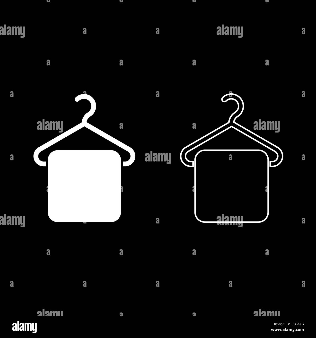 Towel on hanger Hanger towel Clothes hanger with hanging towel icon set white color vector illustration flat style simple image Stock Vector