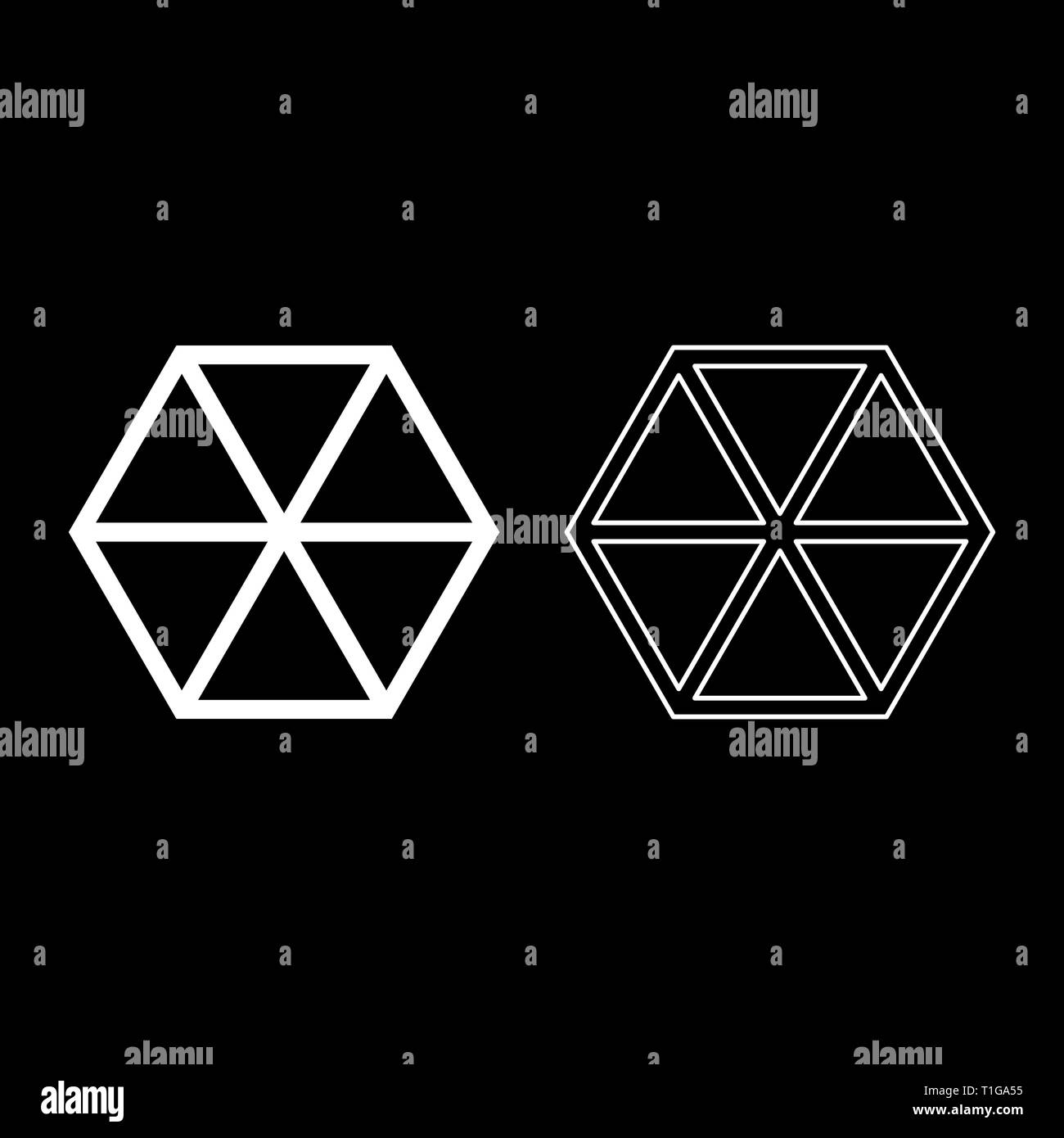 Abstract cube shape Hexagon box icon set white color vector illustration flat style simple image Stock Vector