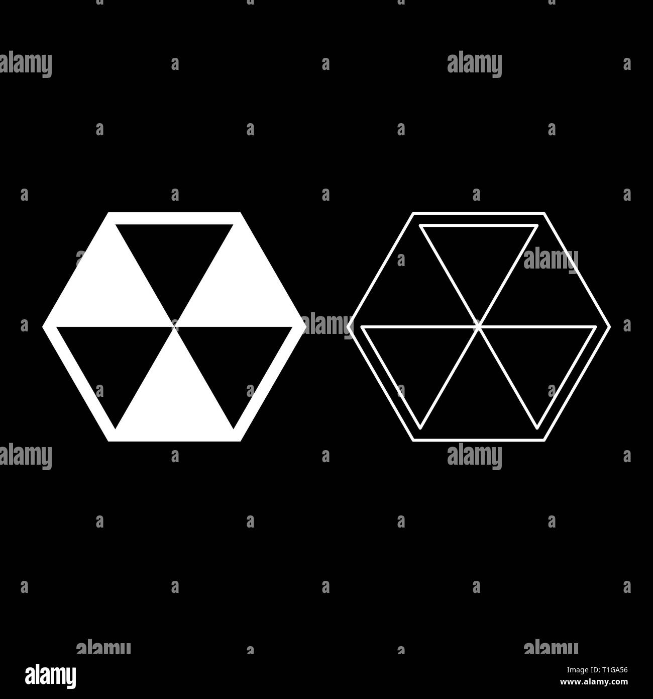 Abstract cube shape Hexagon box icon set white color vector illustration flat style simple image Stock Vector