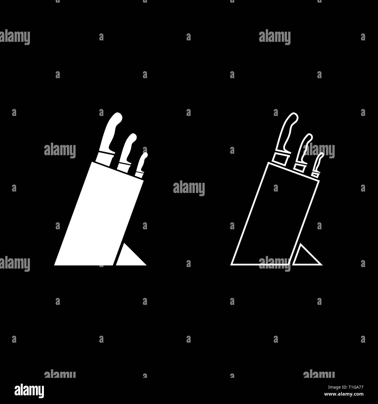 Knife set Knife holder Knives set Holder for knives icon set white color vector illustration