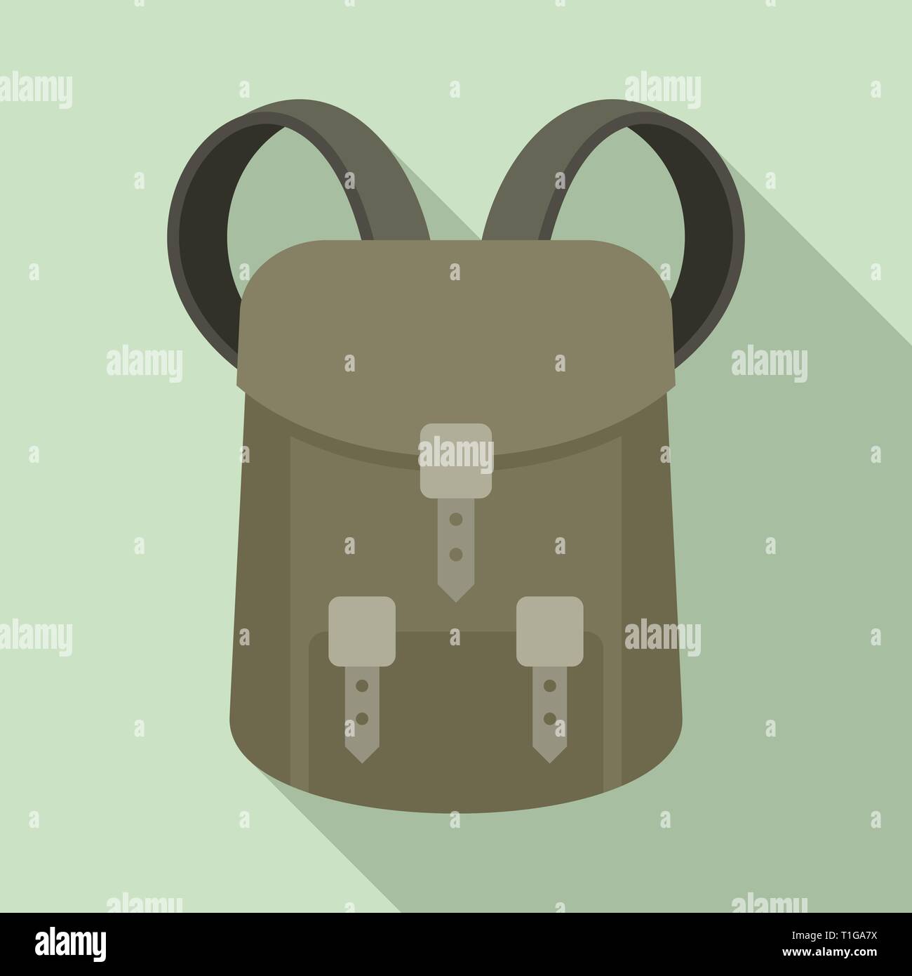 Hunter backpack icon. Flat illustration of hunter backpack vector icon for web design Stock Vector