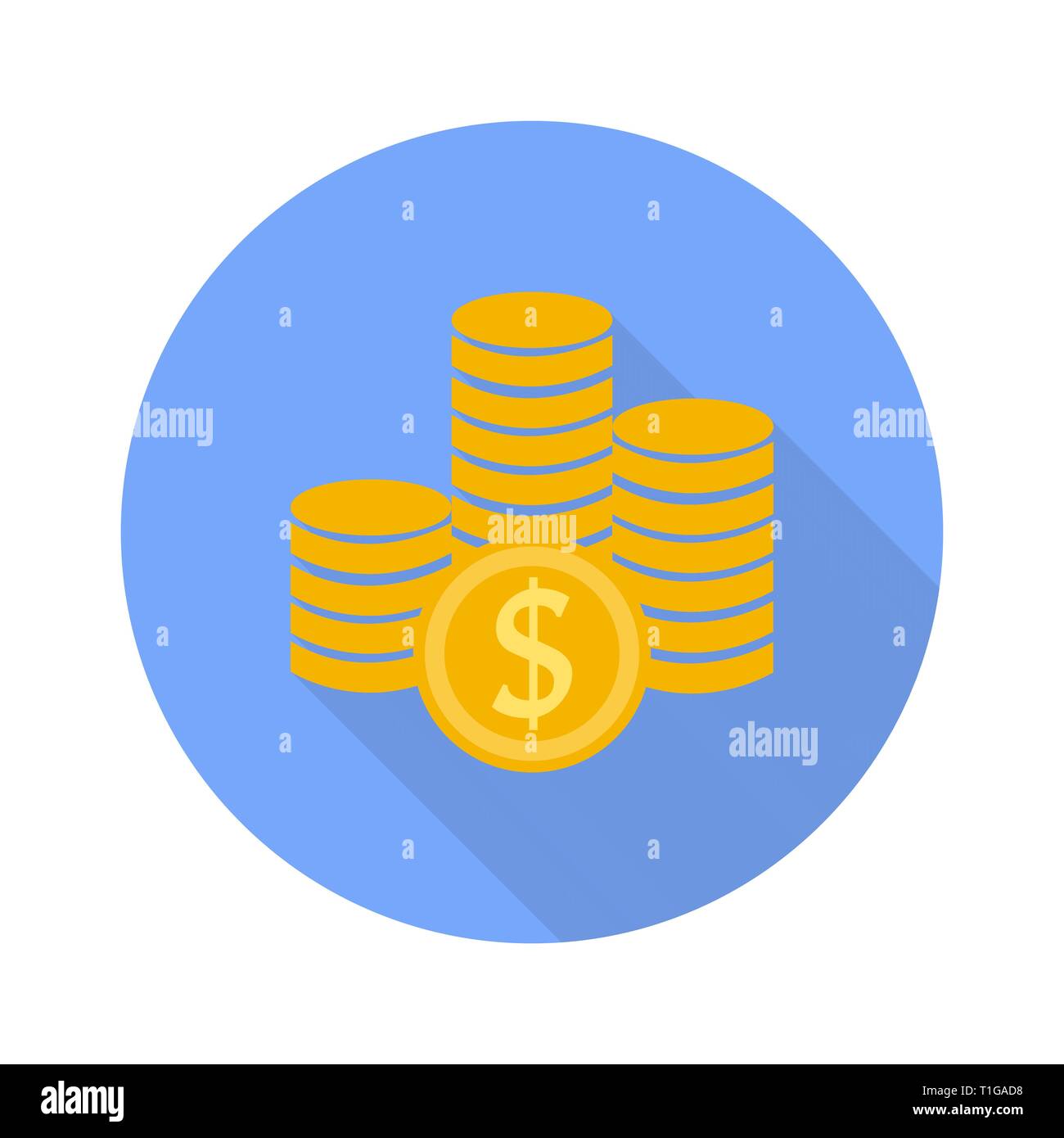 Money symbol icon on white background with shadow. flat design Stock