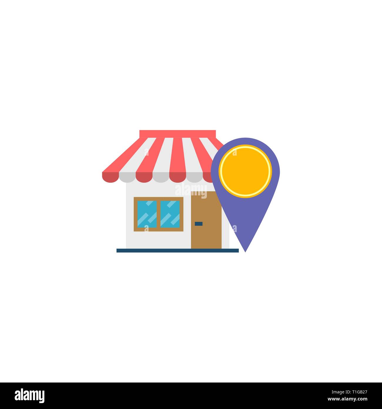 Accepted Shop. Accepted Shop Vector Flat Icon Isolated on White Background Stock Vector