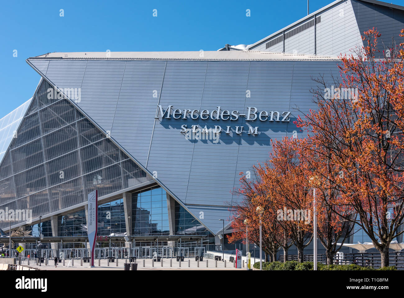 Mercedes-Benz Stadium in Atlanta, Georgia, home of the NFL's Atlanta Falcons and the MLS's Atlanta United FC, as well as host to Super Bowl LIII. Stock Photo