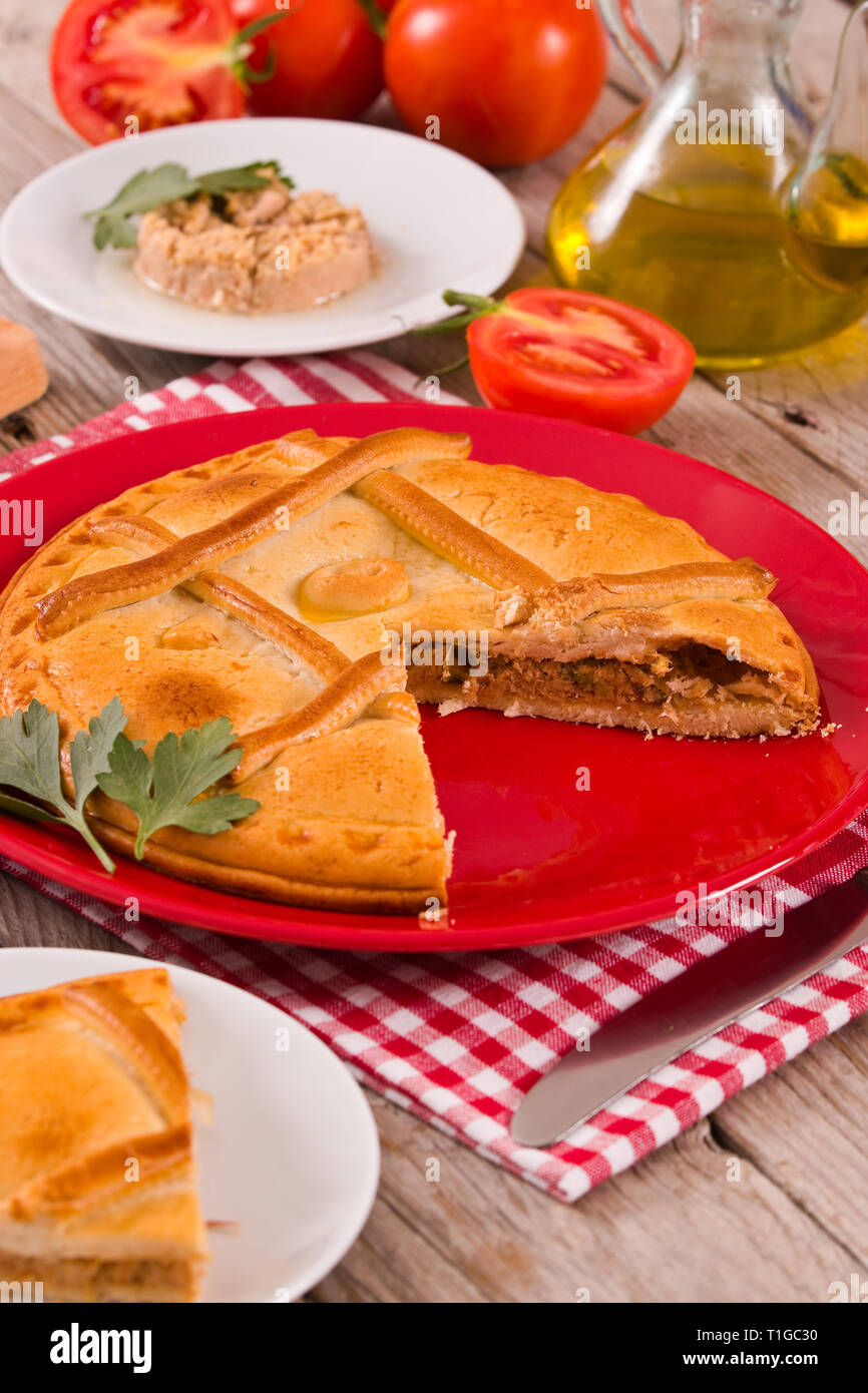 Spanish tuna pie Stock Photo Alamy