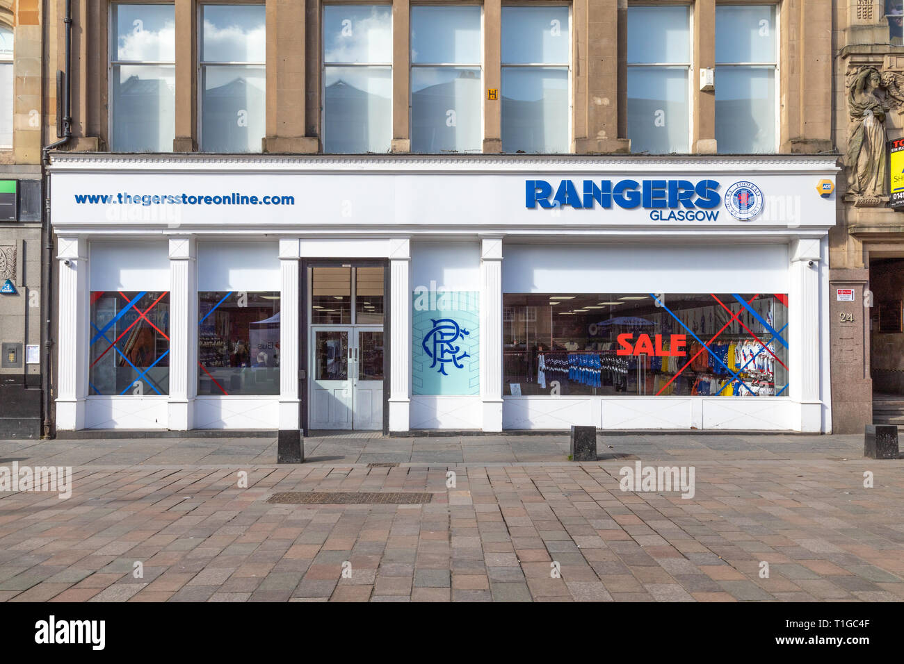 A Rangers Football Club store at St. Enoch Square in Glasgow on the site of a closed Maplin shop Stock Photo