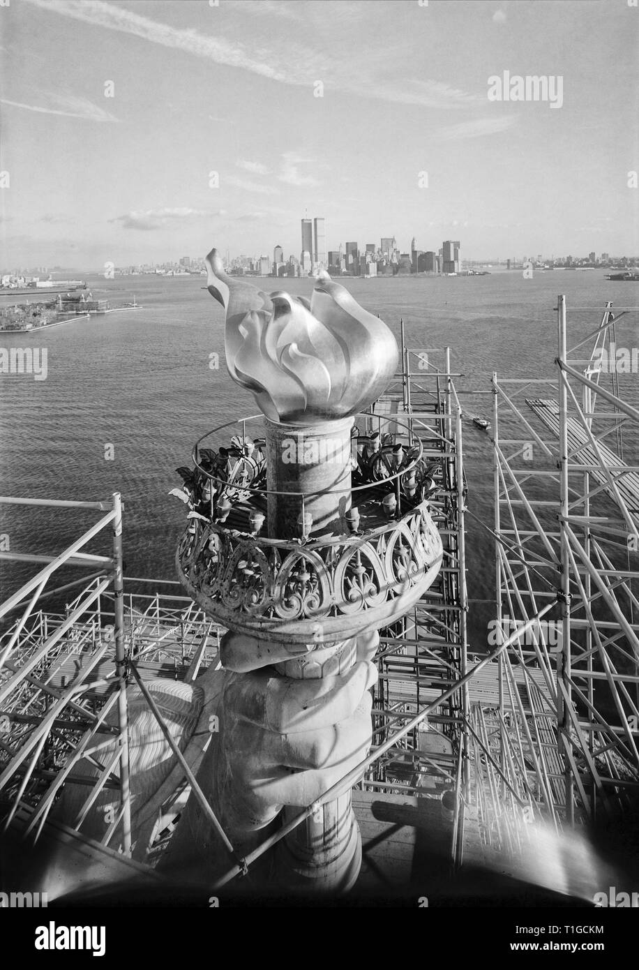 Statue of Liberty with New Torch, New York City, 1985 Stock Photo