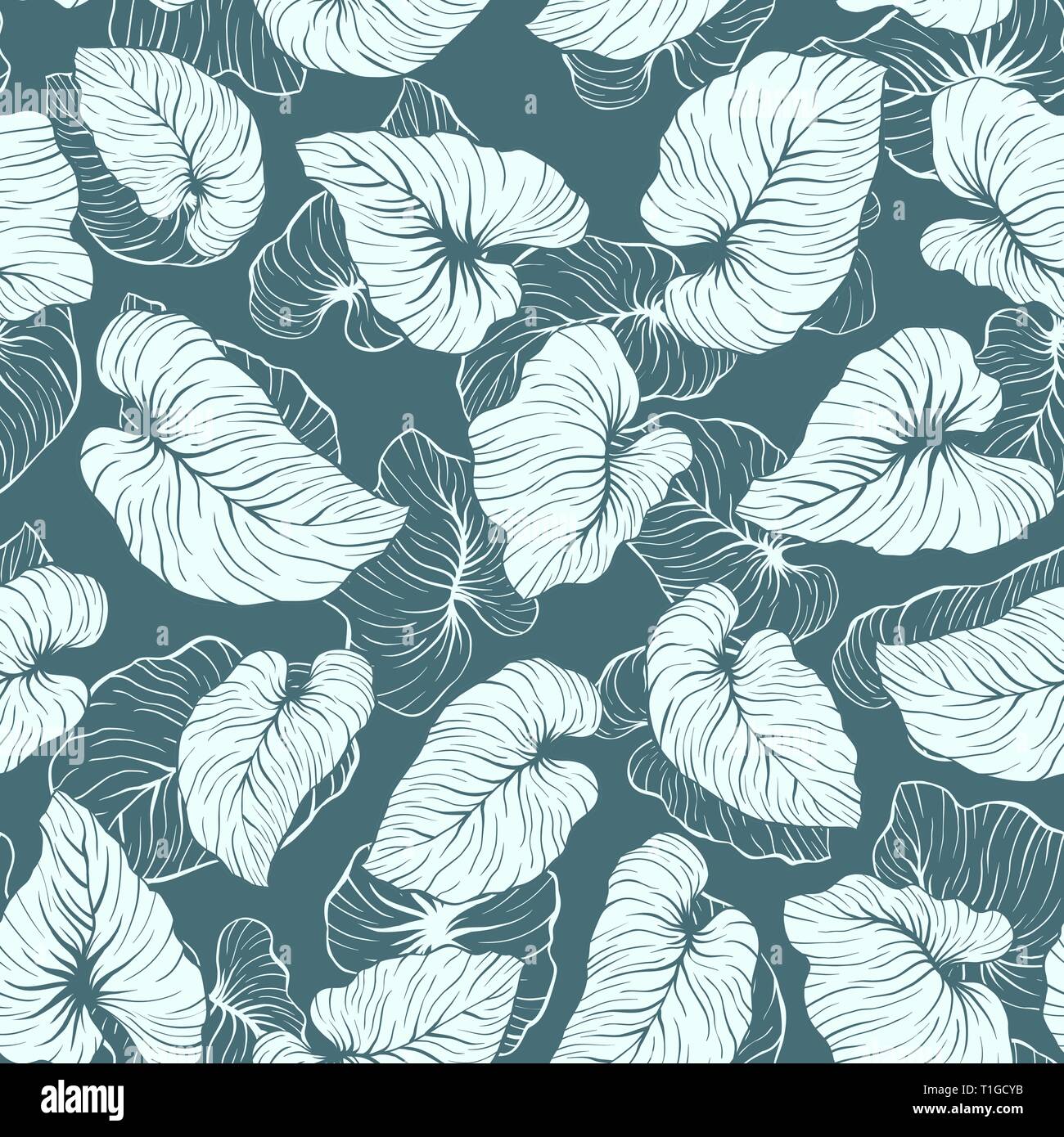 Falling Palm Leaves Repeat Seamless Vector Pattern Stock Vector