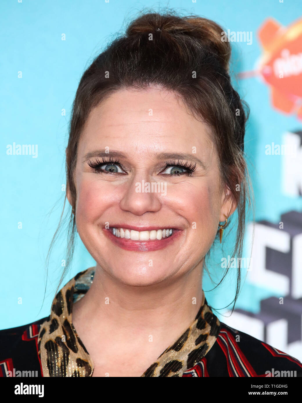 LOS ANGELES, CA, USA - MARCH 23: Andrea Barber arrives at Nickelodeon's 2019 Kids' Choice Awards held at the USC Galen Center on March 23, 2019 in Los Angeles, California, United States. (Photo by Xavier Collin/Image Press Agency) Stock Photo