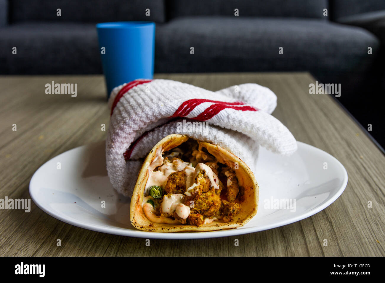Cloth wrapped sandwich Stock Photo