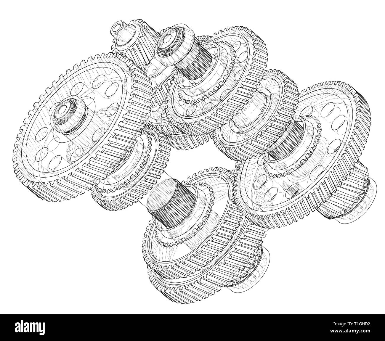 Outline gearbox concept. Vector Stock Vector Image & Art - Alamy