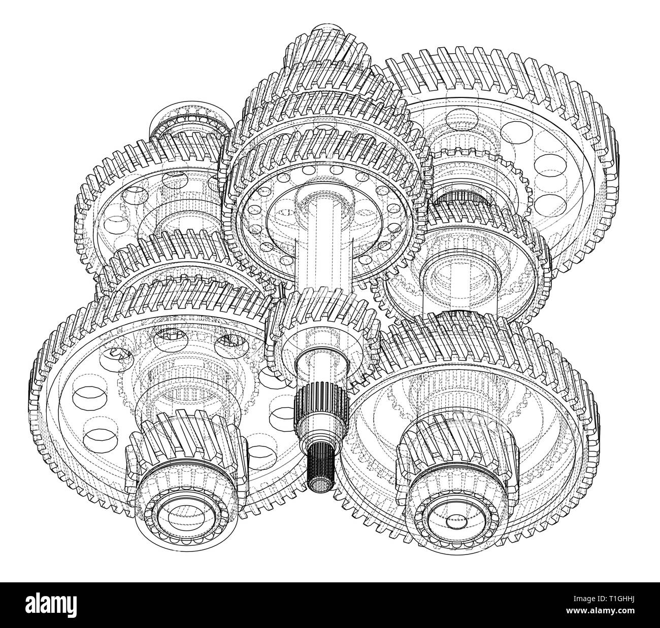 Outline gearbox concept. Vector Stock Vector Image & Art - Alamy