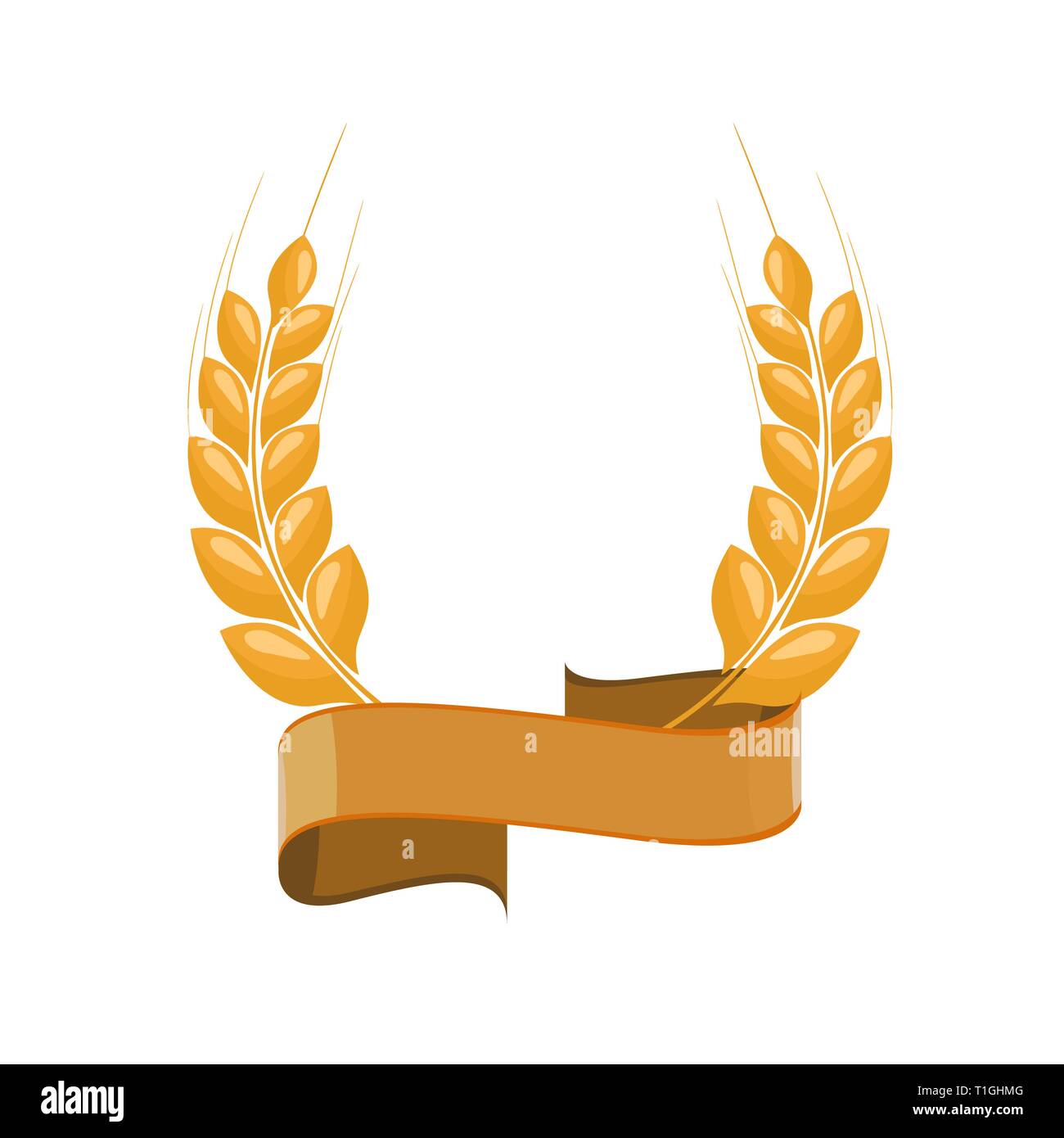 Paddy Wheat Ears Laurel Style For Logo Or Symbol With Golden Ribbon Flat Color Style Design Vector Illustration Stock Vector Image Art Alamy