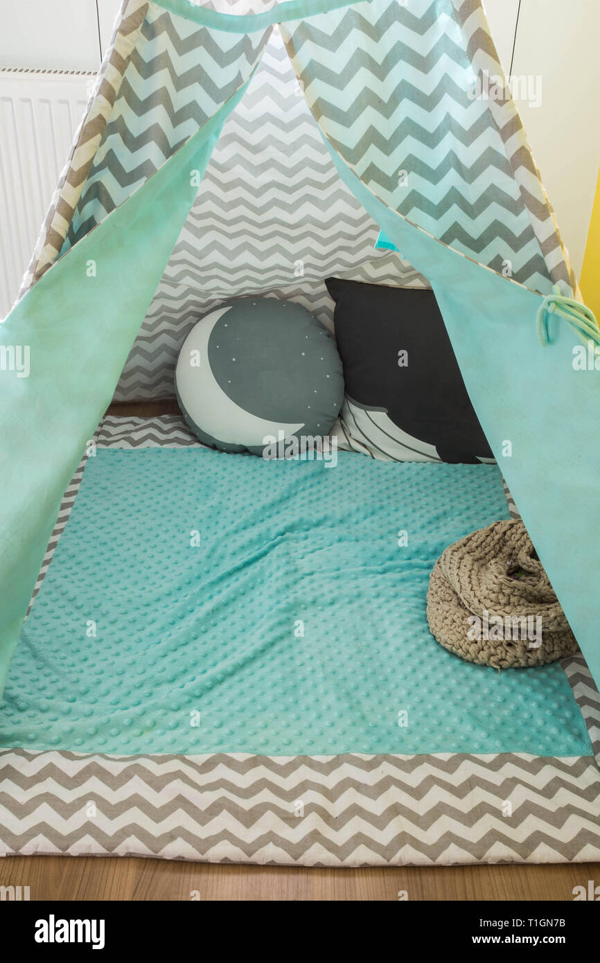 Children's Teepee tent, play tent for children, scandanavian design Stock Photo